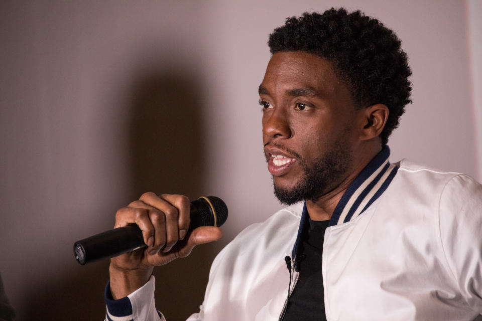 Lead actor Chadwick Boseman, participated in a Q&A after the advance screening of the movie "Marshall", a biography about a young Thurgood Marshall, the first African-American Supreme Court Justice. Previewed on day four of the NAACP�s 108th Annual Convention, at the Landmark Theater, in Baltimore, MD. on July 25, 2017. (Photo by Cheriss May) *** Please Use Credit from Credit Field ***