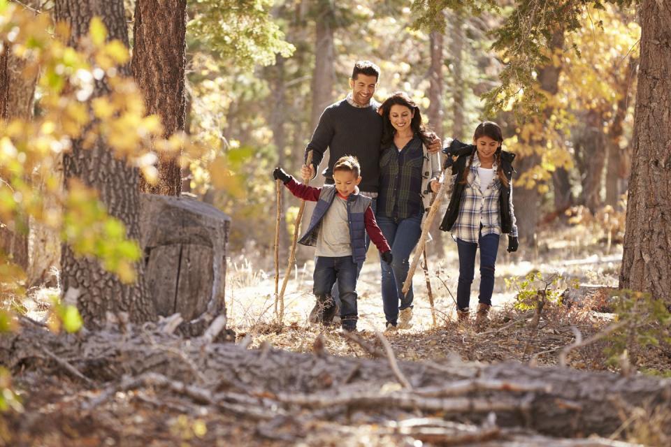 14) Round up the family for a hike.