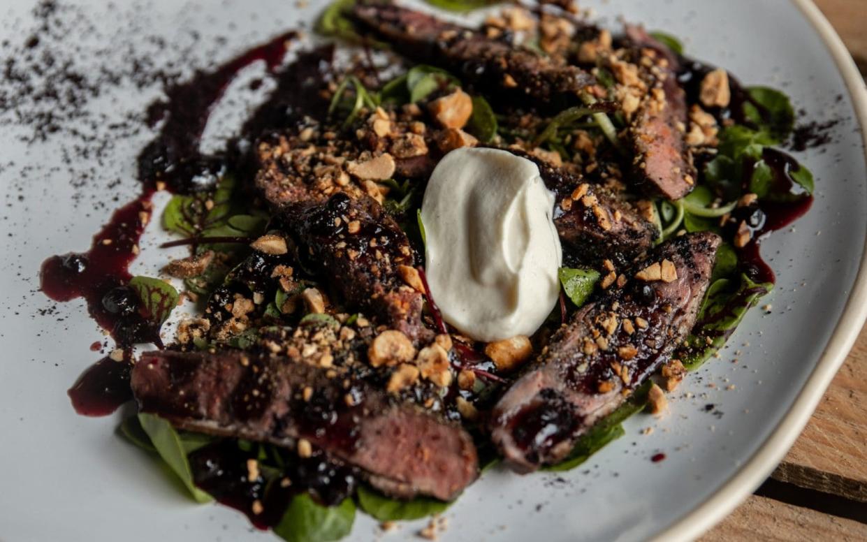 Wild mallard with celeriac, berries and hazelnut recipe - Georgina Preston 