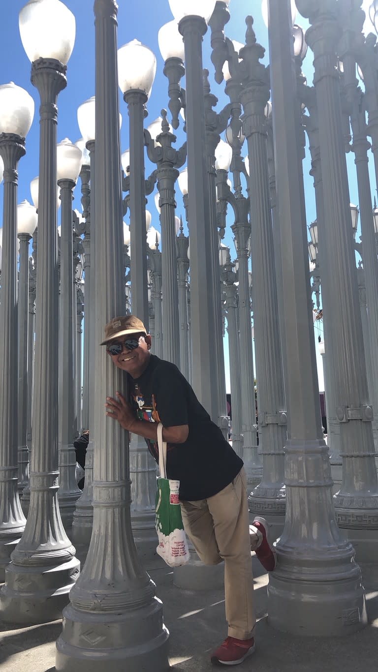 Ben Barcelona in happier times, at LACMA's "Urban Light," on one of his Thursday visits in July 2019.