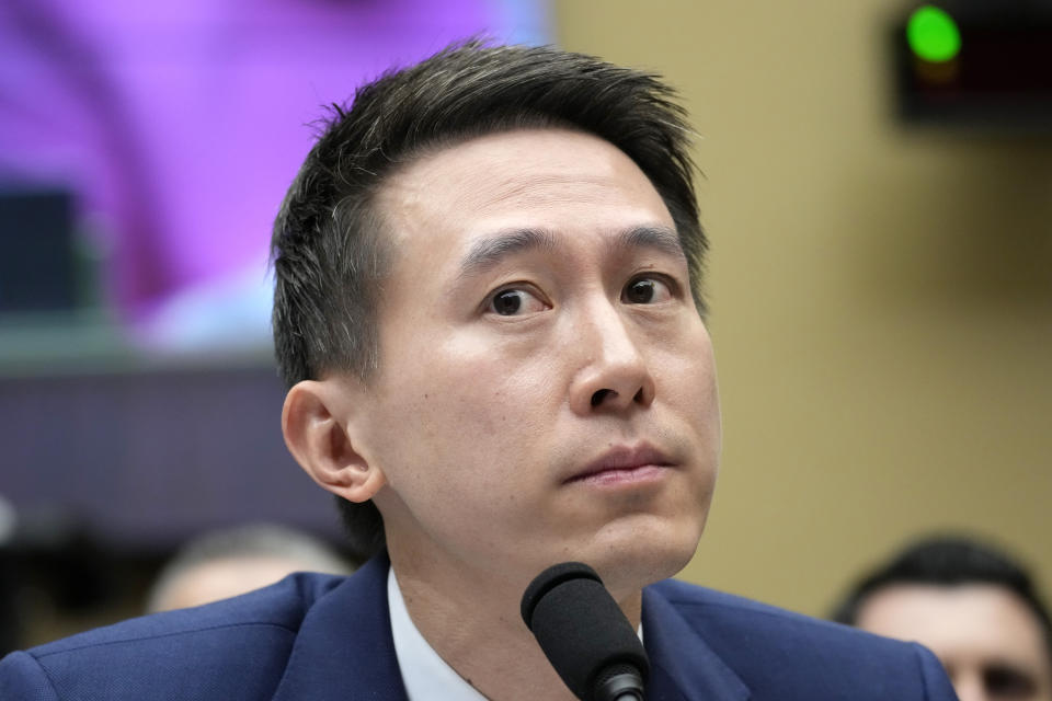 TikTok CEO Shou Zi Chew testifies during a hearing of the House Energy and Commerce Committee, on the platform's consumer privacy and data security practices and impact on children, Thursday, March 23, 2023, on Capitol Hill in Washington. (AP Photo/Alex Brandon)