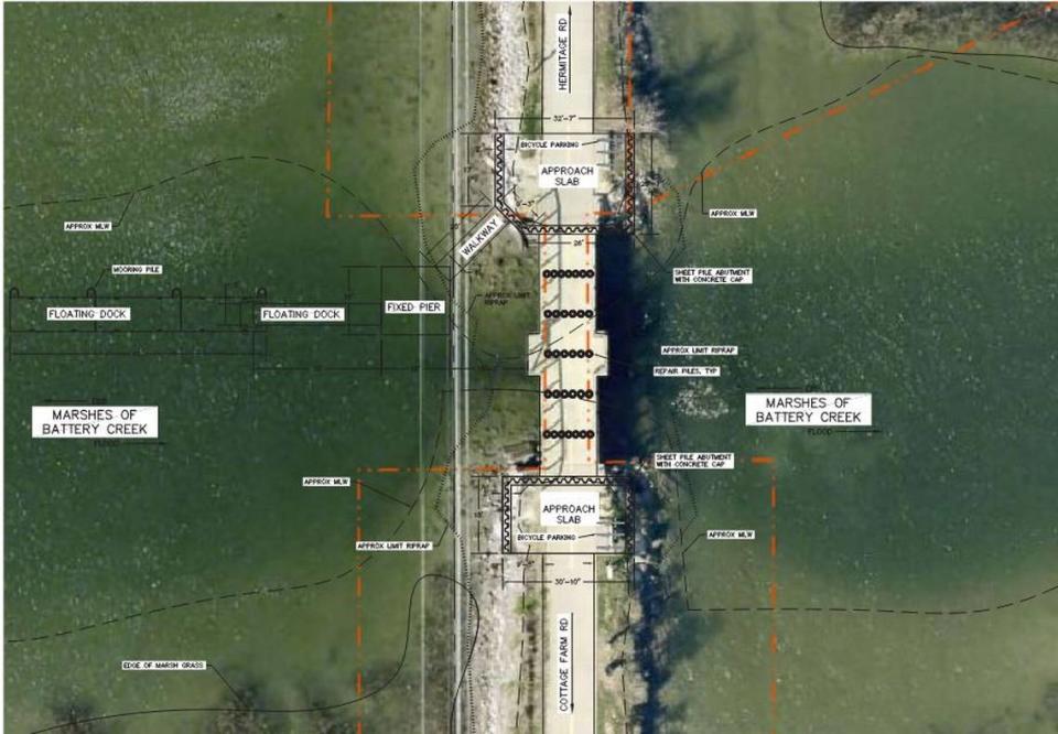 Between May 1 and June 30, 2024, the Spanish Moss Trail section between the street crossings at Hermitage Road and Cottage Farm Drive will be closed to make way for a new pier and repairs of an existing bridge.