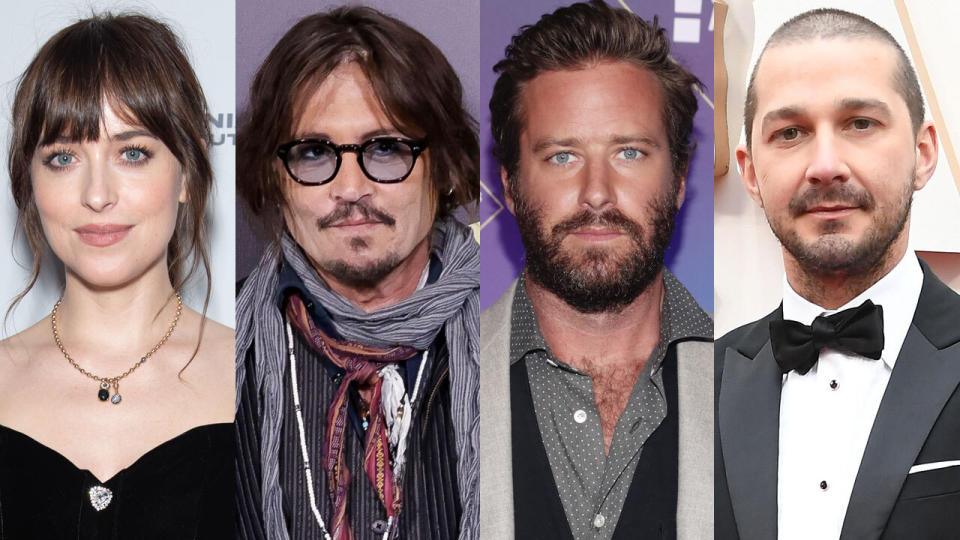 Dakota Johnson weighs in on former co-stars Johnny Depp, Armie Hammer and Shia LaBeouf who have been accused of abuse.
