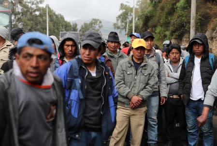 Protests after Ecuador's President Lenin Moreno's government ended fuel subsidies, in Cangahua