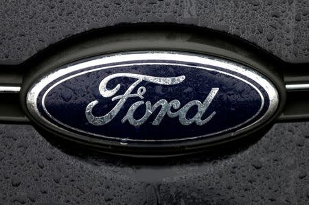 FILE PHOTO: FILE PHOTO - The Ford logo is pictured at the Ford Motor Co plant in Genk,Belgium December 17, 2014. REUTERS/Francois Lenoir/File Photo