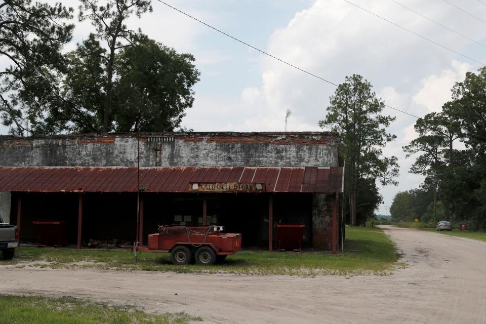 An old Cogdell store sits at the entrance of the Cogdell Berry Farm in Clinch County, Ga.