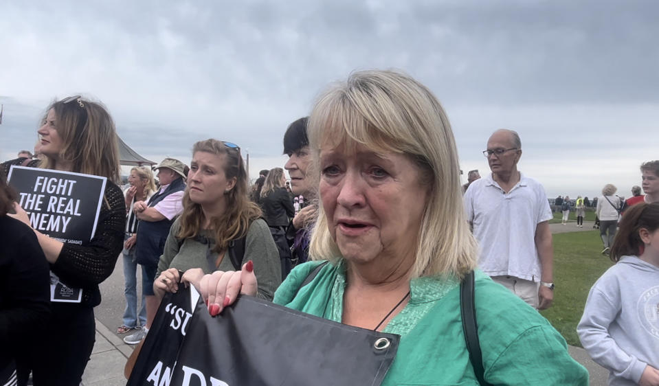 Maureen Sullivan, a survivor of a Magdalene laundry, at the funeral procession of Sinead O'Connor in Bray Co. Wicklow. (Claudia Savage/PA).