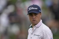 Justin Thomas watches on the second hole during the first round at the Masters golf tournament at Augusta National Golf Club Thursday, April 11, 2024, in Augusta, Ga. (AP Photo/David J. Phillip)