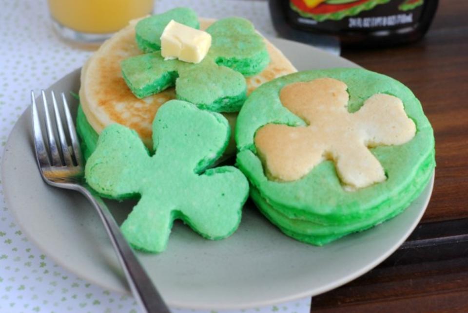 <p>Kat Blogger</p><p>These pancakes are part of a perfect St. Patty's Day breakfast. </p><p><strong>Get the recipe here: <a href="https://katbalogger.com/easy-shamrock-pancakes-craft-recipe/" rel="nofollow noopener" target="_blank" data-ylk="slk:Shamrock Pancakes;elm:context_link;itc:0;sec:content-canvas" class="link ">Shamrock Pancakes</a></strong></p>