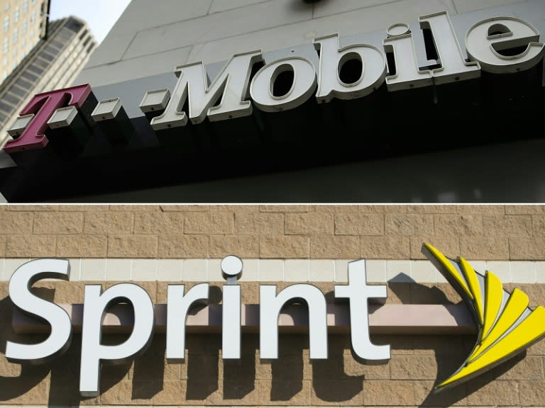 T-Mobile and Sprint, whose logos are shown in a combination photo, had talked of merging since at least 2014
