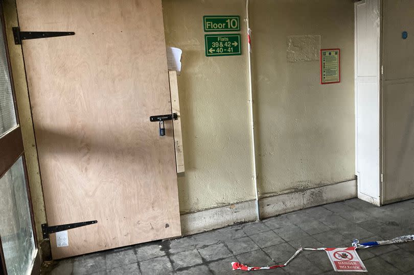 The apartment where the fire broke out was locked behind a makeshift door on Thursday (August 22).