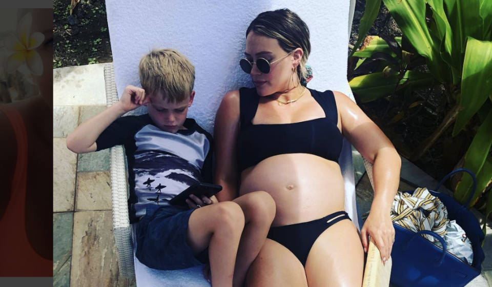 Hilary Duff shares a peek at her growing baby bump while getting some quality time in with son Luca <em>(Photo via Instagram)</em>