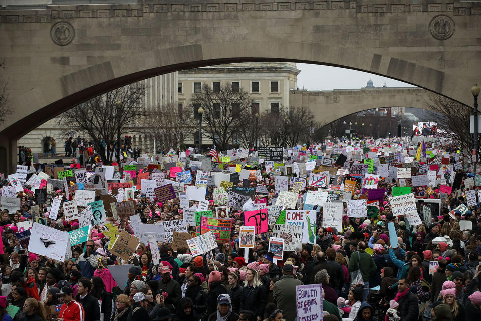 <p>Protesters flood Independence Avenue during the Women’s March on Washington January 21, 2017 in Washington, DC. (Drew Angerer/Getty Images) </p>