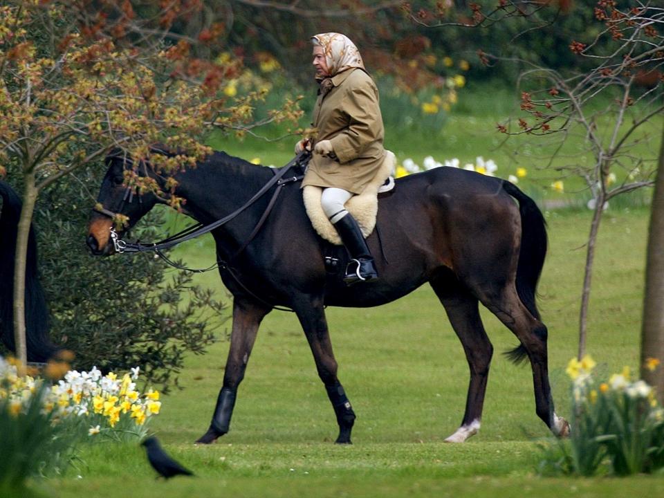 Queen Elizabeth riding a horse