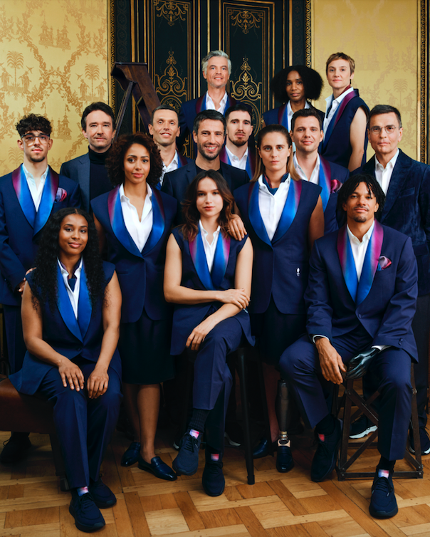 The uniforms designed by Berluti for the French Team for the opening ceremonies of the Olympic and Paralympic Games in Paris 2024.