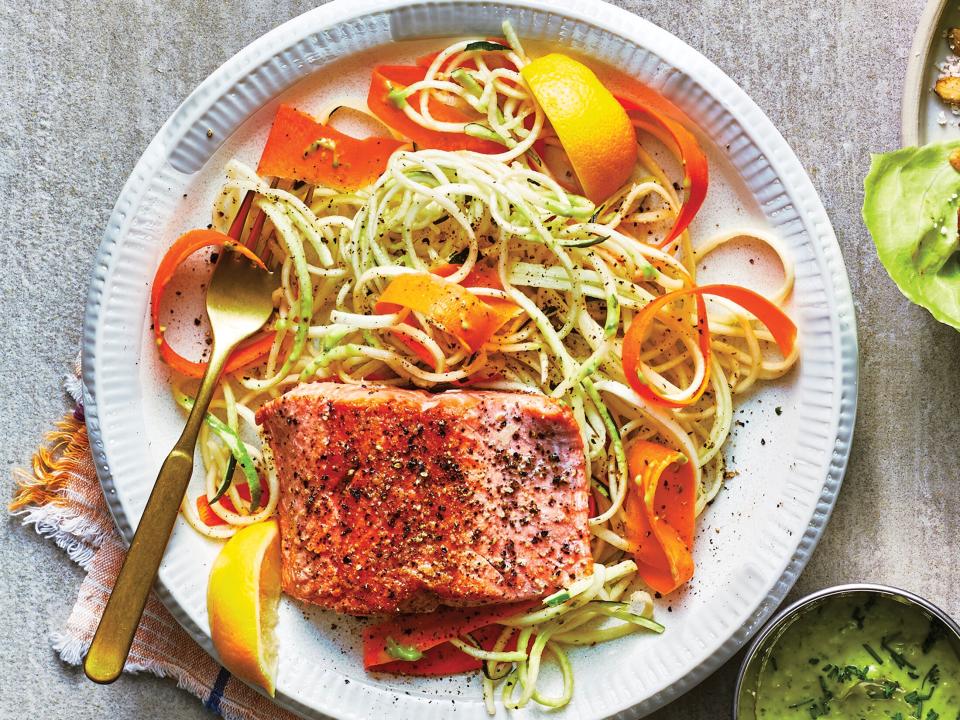 Thursday: Seared Salmon With Zucchini Noodles