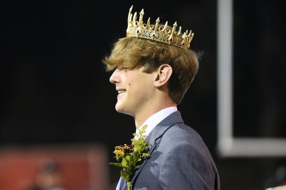 Oak Ridge High School homecoming king Grayson Strader is crowned during a high school football game between Oak Ridge and Lenoir City, Friday, Sept. 16, 2022.