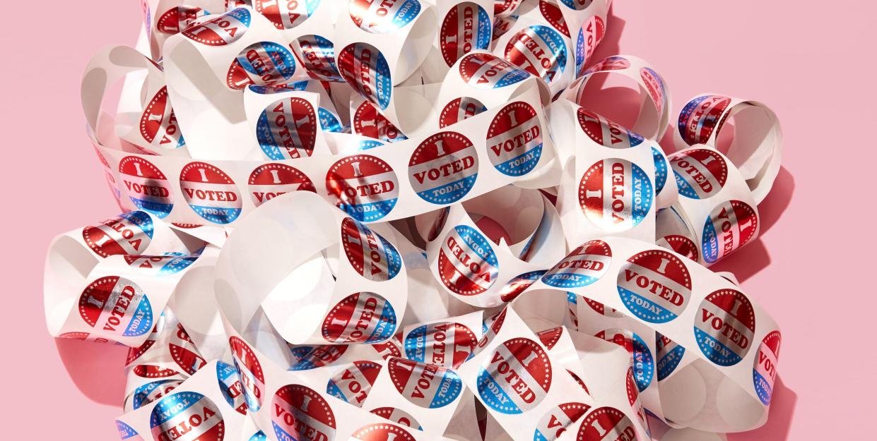 i voted stickers on pink background