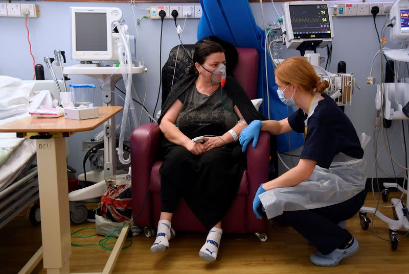 Medical staff treat seriously ill COVID-19 patients at Milton Keynes University Hospital, amid the spread of the coronavirus disease (COVID-19) pandemic, Milton Keynes