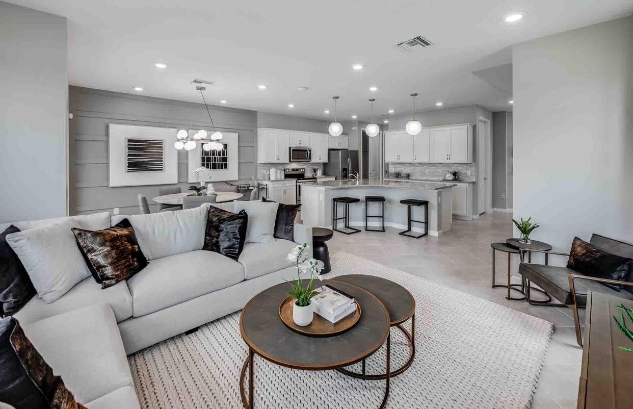 Offering more than 2,000 square feet of interior living space, townhomes in Sonoma Oaks will feature open-concept designs that blend a gathering room, dining area and kitchen, creating an inviting main living area for time with family and friends.