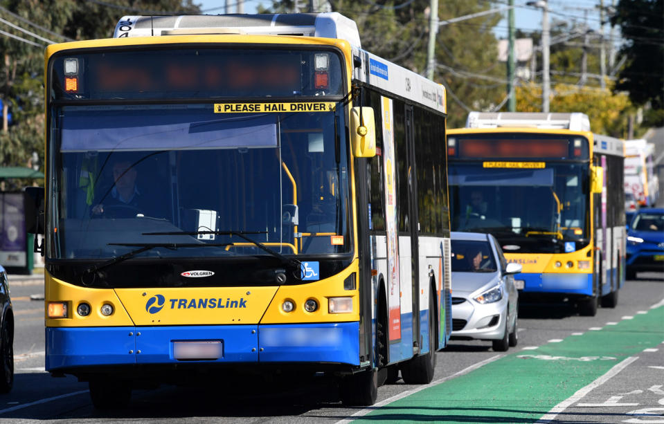 About 100 Brisbane City Council buses are believed to be carrying the embarrassing sticker. Source: AAP, file