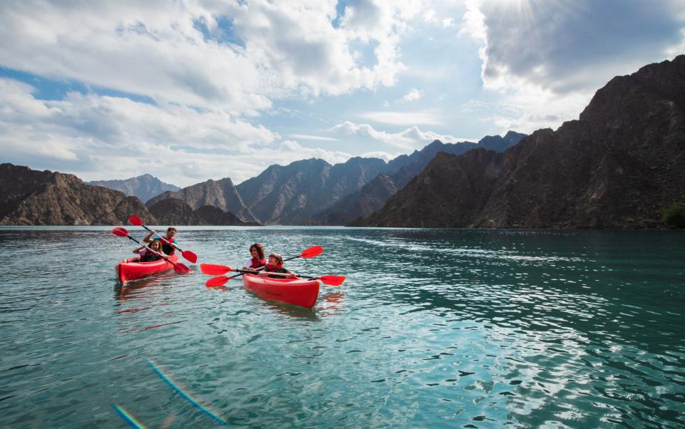 Kayaking in Hatta's lake is a magical experience