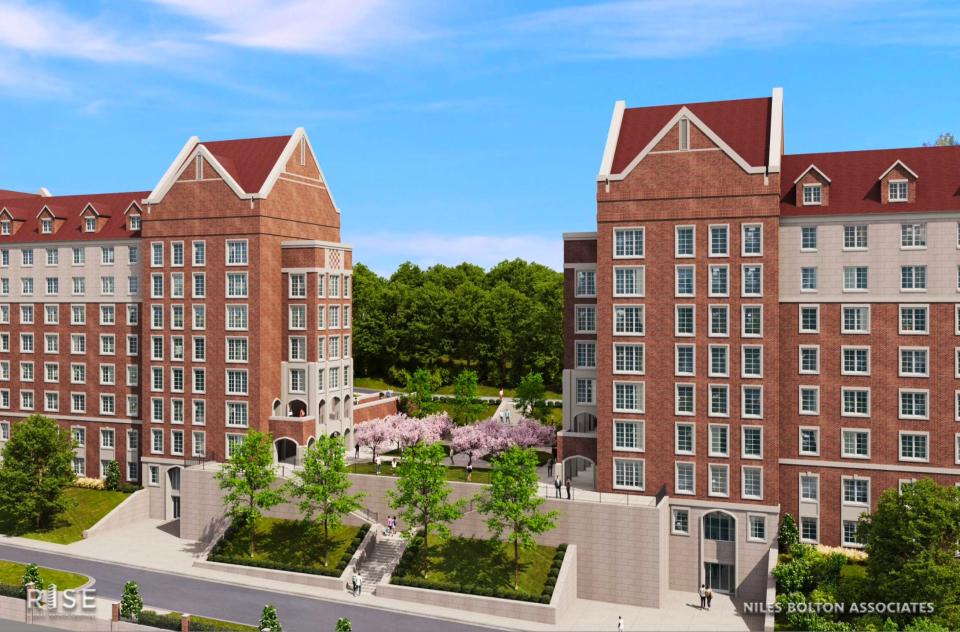 A rendering of the planned residence hall on Caledonia Avenue at the University of Tennessee at Knoxville.