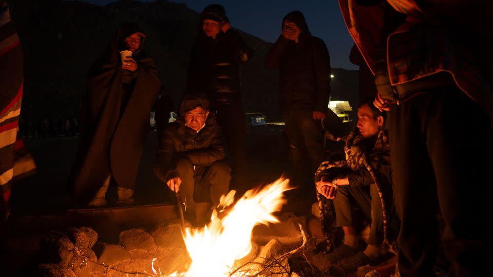 A group of Chinese migrants gathered at a temporary camp near the US-Mexican border after illegally crossing into the US. - Evelio Contreras/CNN