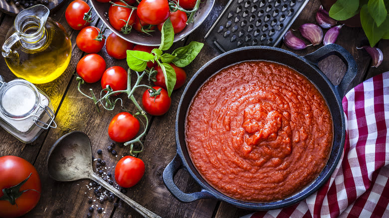 Tomato sauce and fruit