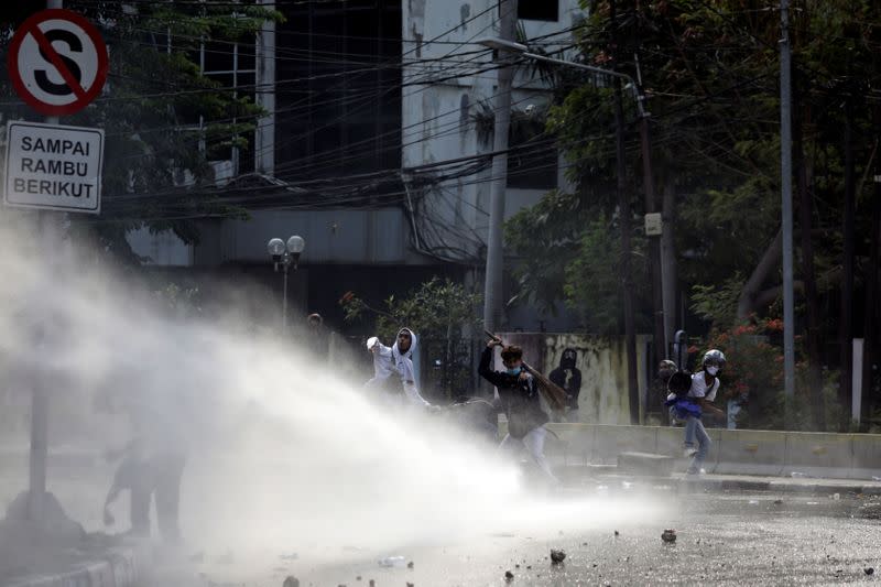 Protest against the government's proposed labour reforms in Jakarta