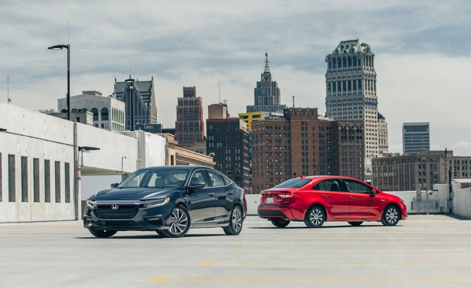 <p>2019 Honda Insight and 2020 Toyota Corolla hybrid</p>