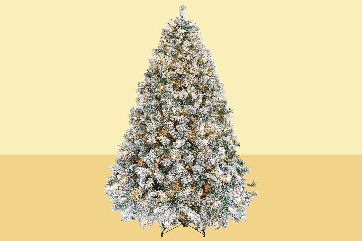 7FT Christmas Tree Flocking Spray White Tree Plus Pine Cone