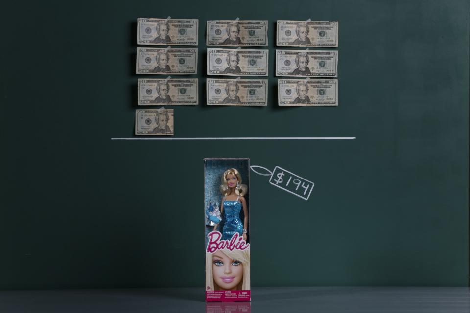 A Barbie doll as photographed with an illustrative price tag of $194 in Caracas