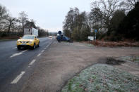 A general view shows the road where Britain's Prince Philip was involved in a traffic accident, near the Sandringham estate in eastern England, Britain, January 18, 2019. REUTERS/Chris Radburn