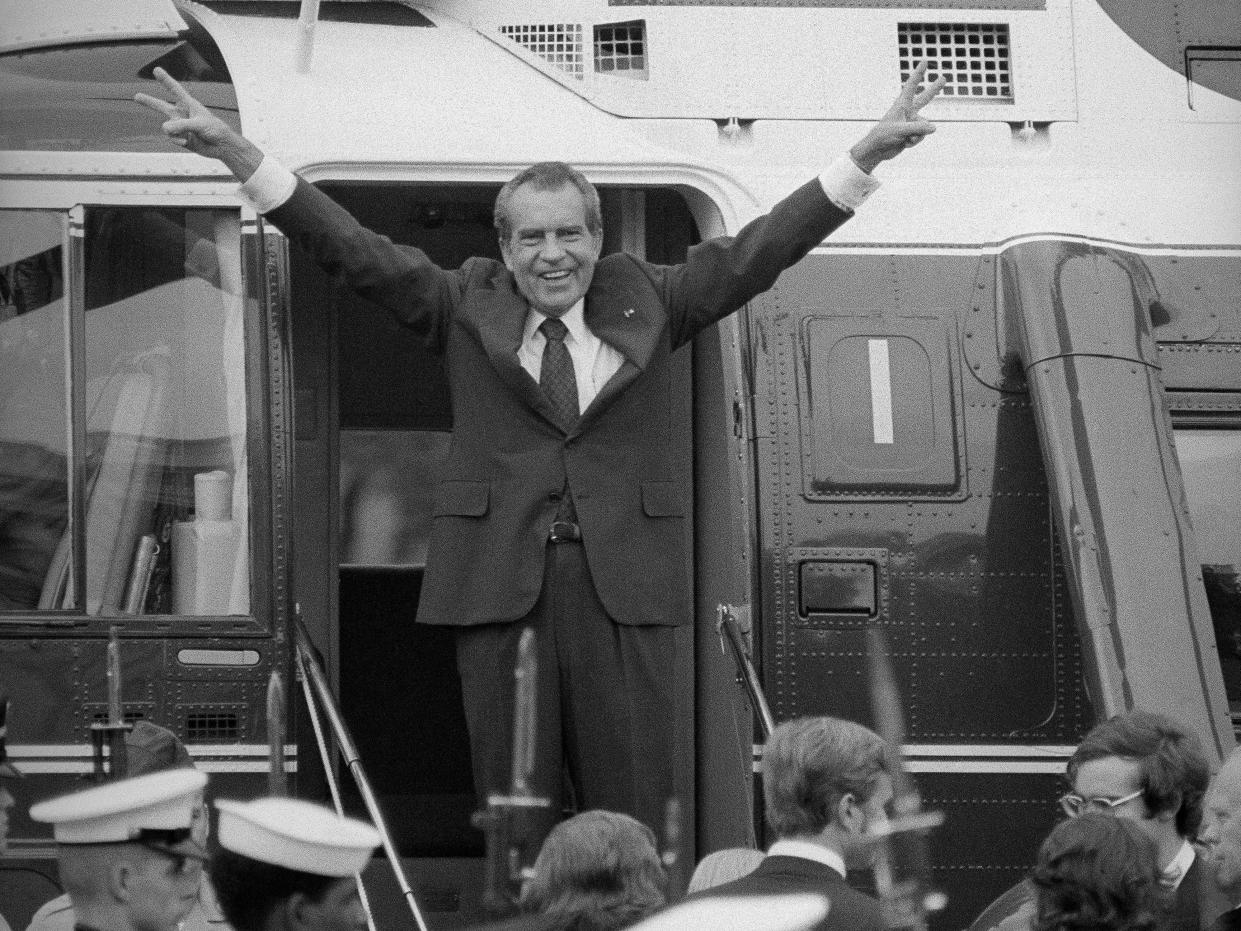 Richard Nixon resigns in 1974