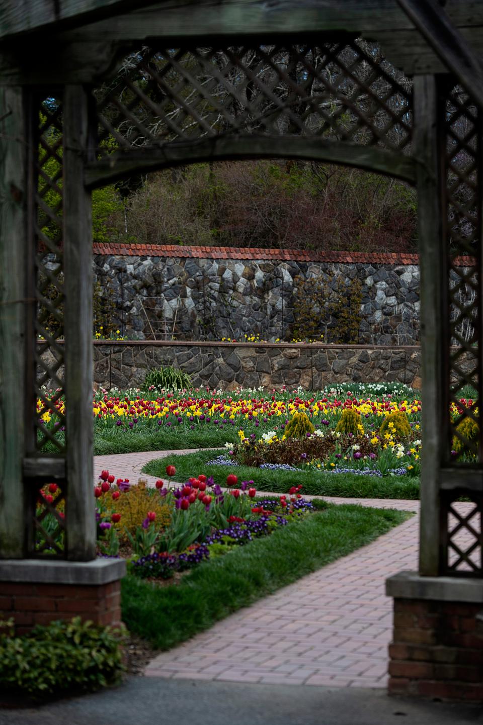 In the spring, Biltmore's Walled Garden features thousands of tulips.