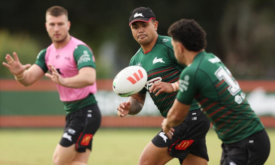 <span>Rabbitohs fullback Latrell Mitchell is currently suspended for three games for dangerous contact last weekend.</span><span>Photograph: Matt King/Getty Images</span>
