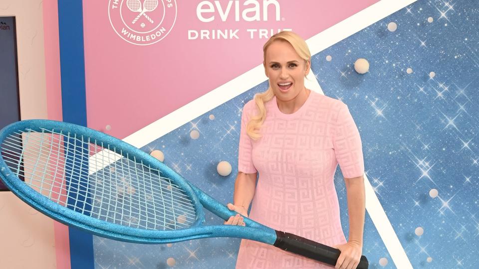 Rebel Wilson attends the  evian VIP Suite At Wimbledon 2022, Certified As Carbon Neutral By The Carbon Trust at Wimbledon on July 9, 2022 in London, England. (Photo by David M. Benett/Dave Benett/Getty Images for evian)
