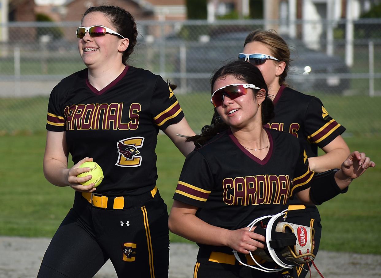 Case celebrates the final out during Monday's South Coast Conference matchup at Brown Elementary School May 6, 2024.