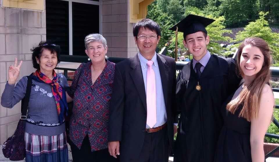 Rev. John Sanqiang Cao (center) poses in a picture with his family. The elder Cao has Chinese citizenship and U.S. residency, while his wife and two children are U.S. citizens. (Photo: Ben Cao)