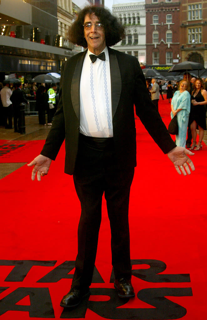 <p>Chewbacca actor Peter Mayhew posed on the red carpet of the <i>Revenge of the Sith</i> premiere in London on May 16, 2005. (Photo: Tim Whitby/WireImage)</p>
