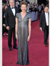 Oscars 2011 photos: Annette Benning looked elegant in a beaded and sequined grey gown.
