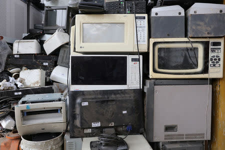 FILE PHOTO: Electronic waste is seen at Comimtel Recycling workshop in Lima, Peru, August 15, 2017. REUTERS/Guadalupe Pardo/File Photo