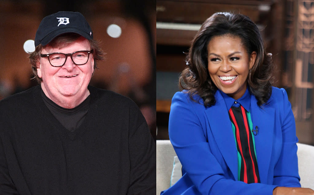 Michael Moore thinks Michelle Obama should run for president in 2020. (Photos: Getty Images)