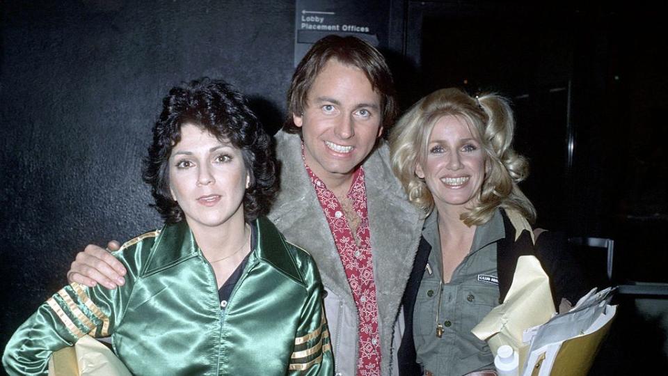 joyce dewitt, john ritter, and suzanne somers after a taping of threes company at the cbs tv city in los angeles, california photo by ron galellaron galella collection via getty images