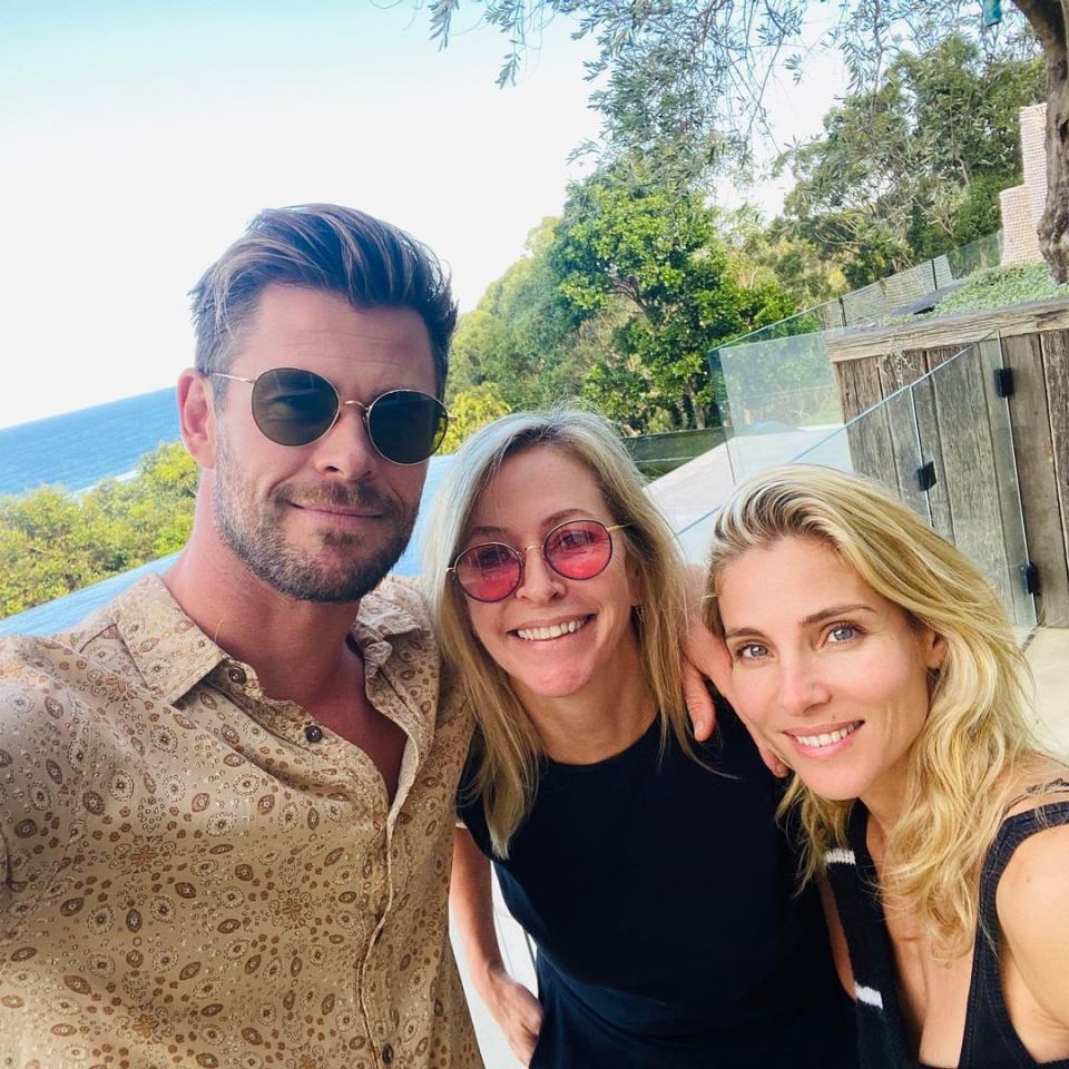 Chris Hemsworth , his mum Leonie and his wife Elsa Pataky