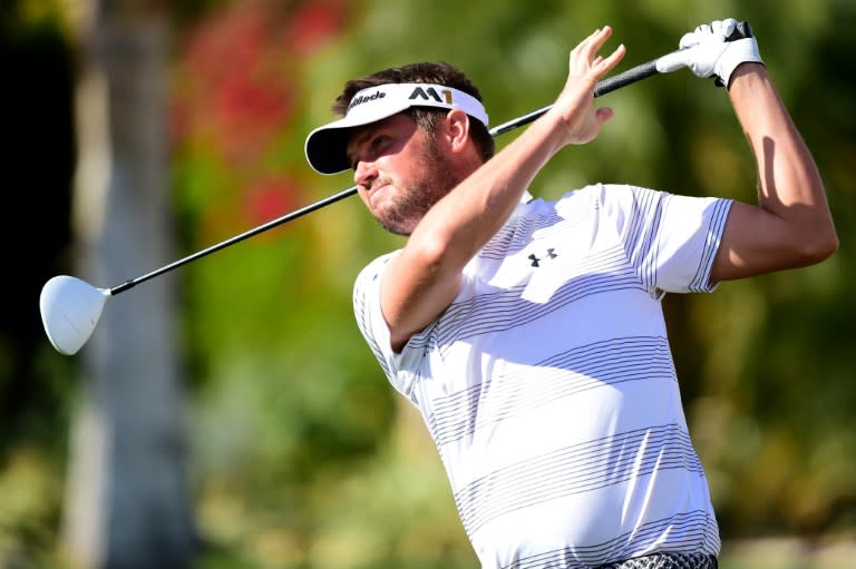 Jeff Overton plays his tee shot on the 16th hole during the first round of the CareerBuilder Challenge In Partnership With The Clinton Foundation, on the Jack Nicklaus Tournament course at PGA West, in La Quinta, California, on January 21, 2016