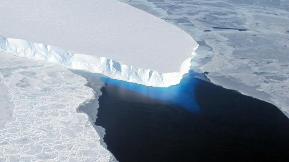 The Thwaites Glacier, pictured, is melting at a faster rate than previously estimated, according to a new peer-reviewed study (James Yungel/NASA IceBridge)