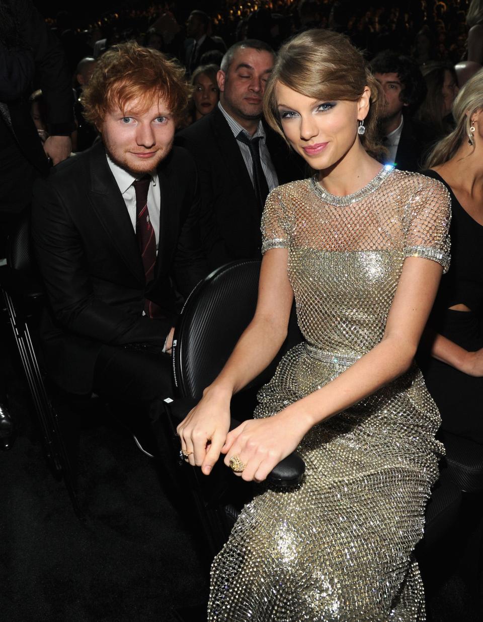 Ed Sheeran and Taylor Swift at the Grammys on January 26, 2014.