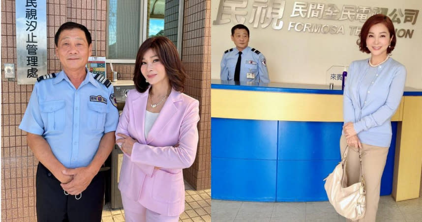 女星陳美鳳和電視台警衛的合照。（圖／翻攝臉書＠陳美鳳 MeiFen）